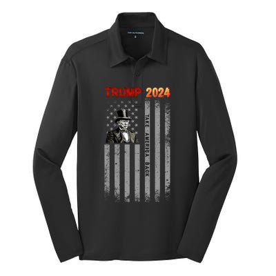 Donald Trump 2024 Takes America Back Election Gift Meaningful Gift Silk Touch Performance Long Sleeve Polo