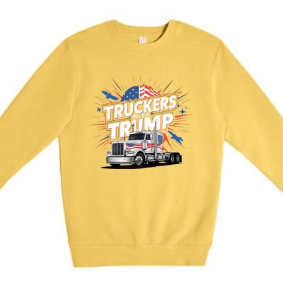 Donald Trump 2024 Truckers Patriotic Political Support Humor Cute Gift Premium Crewneck Sweatshirt