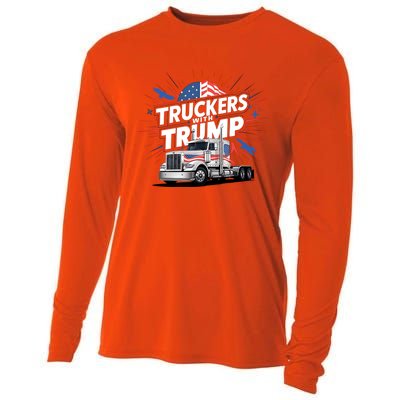 Donald Trump 2024 Truckers Patriotic Political Support Humor Cute Gift Cooling Performance Long Sleeve Crew