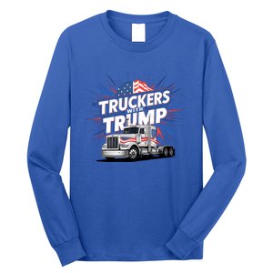 Donald Trump 2024 Truckers Patriotic Political Support Humor Cute Gift Long Sleeve Shirt