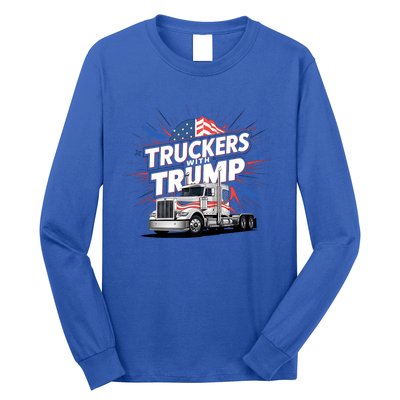 Donald Trump 2024 Truckers Patriotic Political Support Humor Cute Gift Long Sleeve Shirt