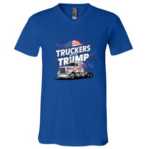 Donald Trump 2024 Truckers Patriotic Political Support Humor Cute Gift V-Neck T-Shirt