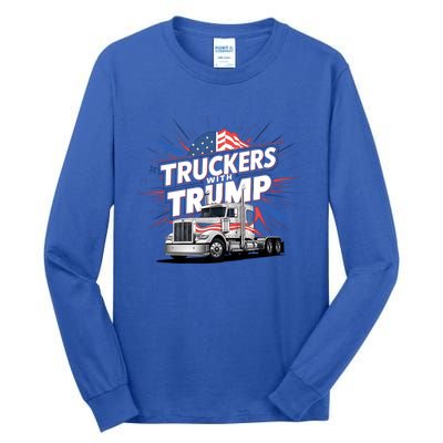 Donald Trump 2024 Truckers Patriotic Political Support Humor Cute Gift Tall Long Sleeve T-Shirt