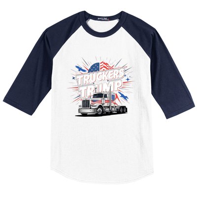 Donald Trump 2024 Truckers Patriotic Political Support Humor Cute Gift Baseball Sleeve Shirt