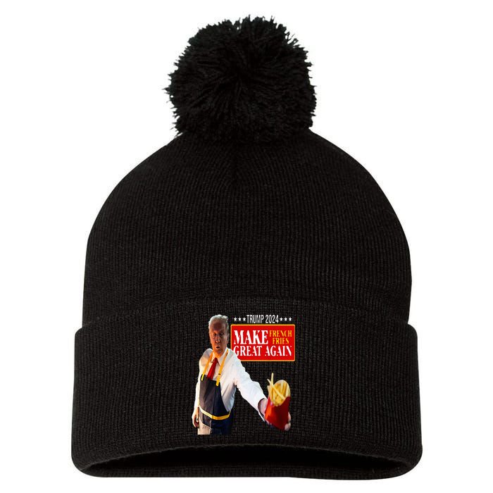 Donald Trump 2024 French Fry Make French Fries Great Again Pom Pom 12in Knit Beanie