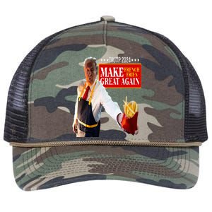 Donald Trump 2024 French Fry Make French Fries Great Again Retro Rope Trucker Hat Cap