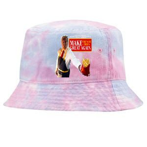 Donald Trump 2024 French Fry Make French Fries Great Again Tie-Dyed Bucket Hat