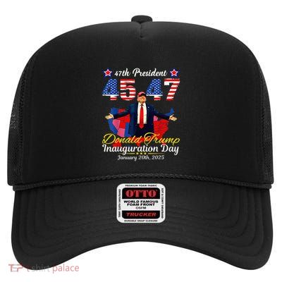 Donald Trump 2025 Inauguration Day Fan High Crown Mesh Back Trucker Hat