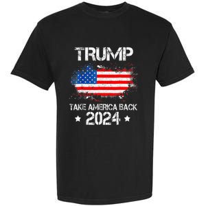 Donald Trump 2024 Take America Back American Flag Patriotic Garment-Dyed Heavyweight T-Shirt