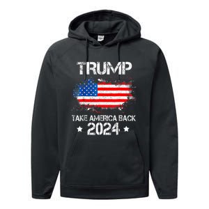 Donald Trump 2024 Take America Back American Flag Patriotic Performance Fleece Hoodie