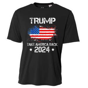 Donald Trump 2024 Take America Back American Flag Patriotic Cooling Performance Crew T-Shirt