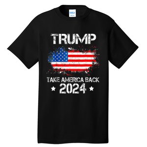 Donald Trump 2024 Take America Back American Flag Patriotic Tall T-Shirt