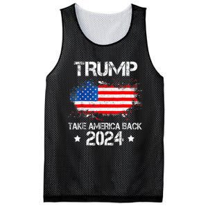 Donald Trump 2024 Take America Back American Flag Patriotic Mesh Reversible Basketball Jersey Tank