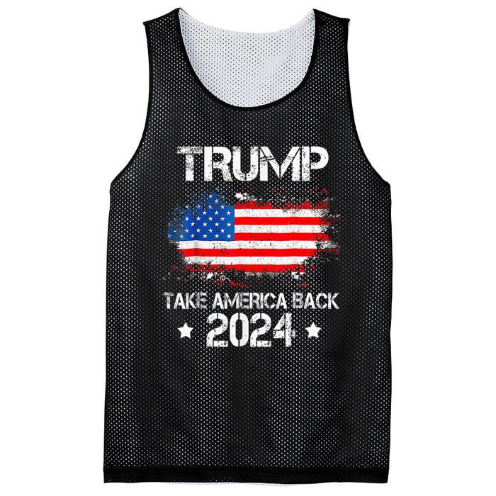 Donald Trump 2024 Take America Back American Flag Patriotic Mesh Reversible Basketball Jersey Tank