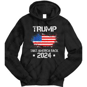 Donald Trump 2024 Take America Back American Flag Patriotic Tie Dye Hoodie