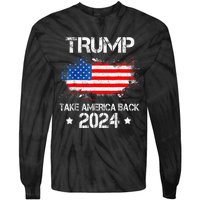 Donald Trump 2024 Take America Back American Flag Patriotic Tie-Dye Long Sleeve Shirt