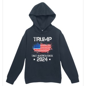 Donald Trump 2024 Take America Back American Flag Patriotic Urban Pullover Hoodie