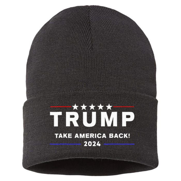 Donald Trump 2024 Take America Back Election The Return Sustainable Knit Beanie