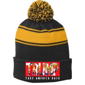 Donald Trump 2024 Take America Back Election The Return Stripe Pom Pom Beanie