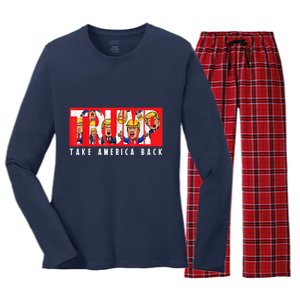 Donald Trump 2024 Take America Back Election The Return Women's Long Sleeve Flannel Pajama Set 