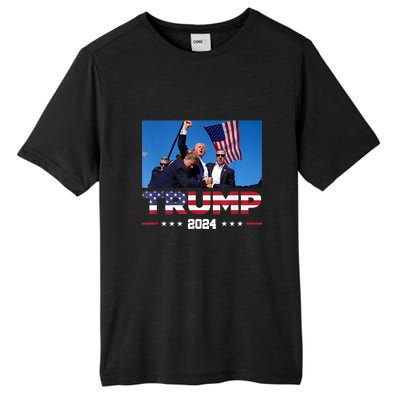 Donald Trump 2024 Survived Shot At Election Rally Gift Tall Fusion ChromaSoft Performance T-Shirt