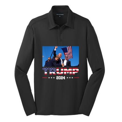 Donald Trump 2024 Survived Shot At Election Rally Gift Silk Touch Performance Long Sleeve Polo