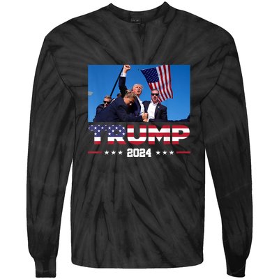 Donald Trump 2024 Survived Shot At Election Rally Gift Tie-Dye Long Sleeve Shirt