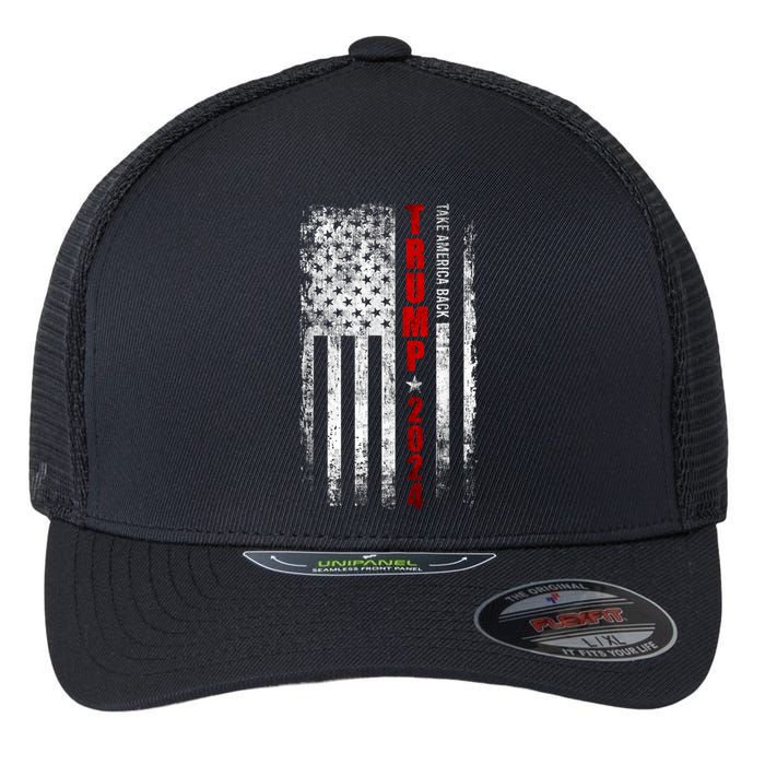 Donald Trump 2024 Take America Back American Flag Patriotic Flexfit Unipanel Trucker Cap