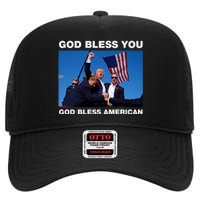 Donald Trump 2024 God Bless You God Bless America High Crown Mesh Back Trucker Hat