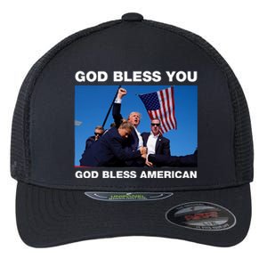 Donald Trump 2024 God Bless You God Bless America Flexfit Unipanel Trucker Cap