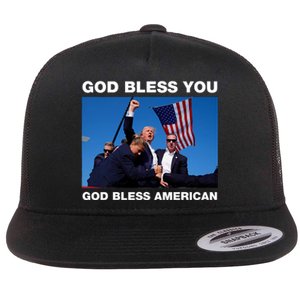 Donald Trump 2024 God Bless You God Bless America Flat Bill Trucker Hat