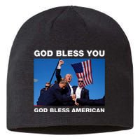 Donald Trump 2024 God Bless You God Bless America Sustainable Beanie