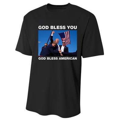 Donald Trump 2024 God Bless You God Bless America Performance Sprint T-Shirt