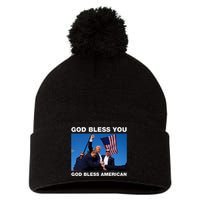 Donald Trump 2024 God Bless You God Bless America Pom Pom 12in Knit Beanie