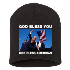 Donald Trump 2024 God Bless You God Bless America Short Acrylic Beanie