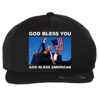 Donald Trump 2024 God Bless You God Bless America Wool Snapback Cap