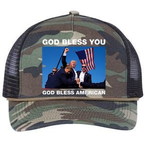 Donald Trump 2024 God Bless You God Bless America Retro Rope Trucker Hat Cap