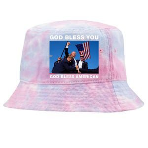 Donald Trump 2024 God Bless You God Bless America Tie-Dyed Bucket Hat