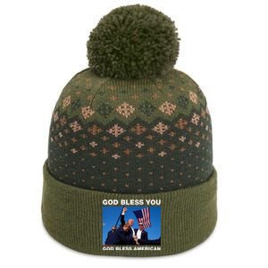 Donald Trump 2024 God Bless You God Bless America The Baniff Cuffed Pom Beanie