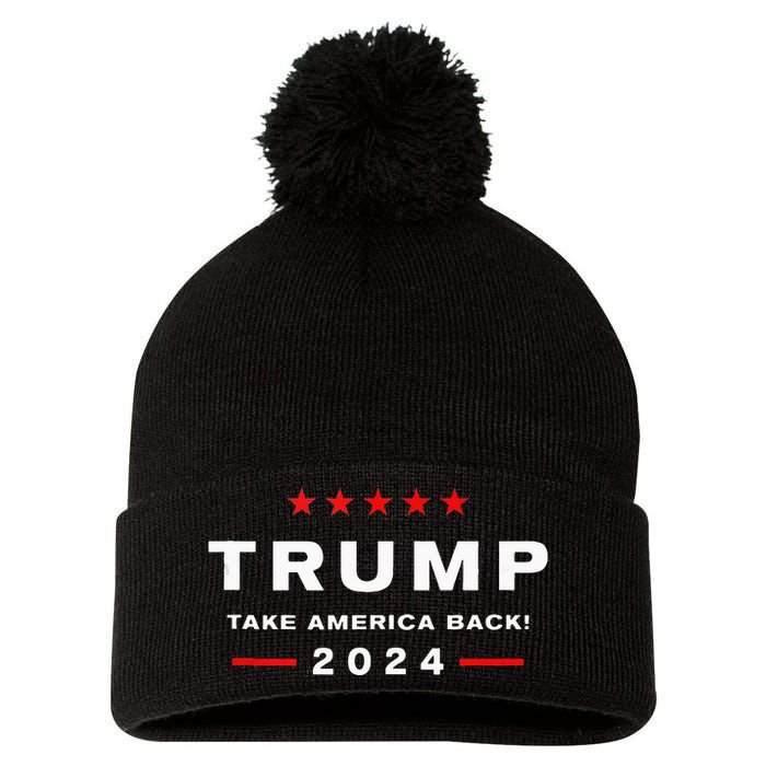 Donald Trump 2024 Take America Back Election The Return Pom Pom 12in Knit Beanie