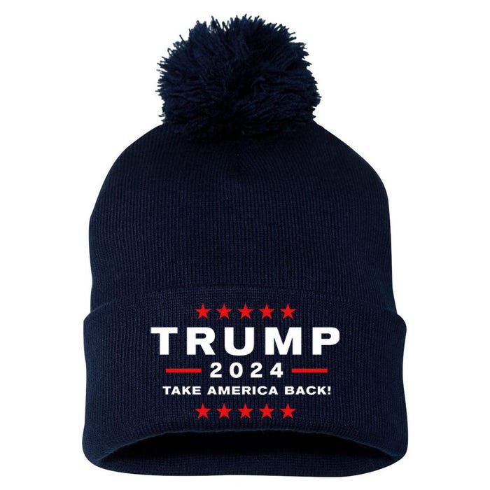 Donald Trump 2024 Take America Back Election Gift Pom Pom 12in Knit Beanie