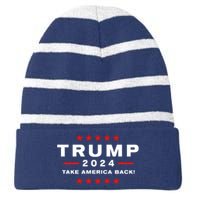 Donald Trump 2024 Take America Back Election Gift Striped Beanie with Solid Band