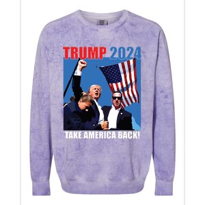 Donald Trump 2024 Take America Back American Flag Patriotic Colorblast Crewneck Sweatshirt