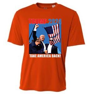 Donald Trump 2024 Take America Back American Flag Patriotic Cooling Performance Crew T-Shirt