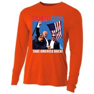 Donald Trump 2024 Take America Back American Flag Patriotic Cooling Performance Long Sleeve Crew