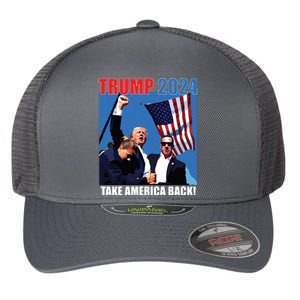 Donald Trump 2024 Take America Back American Flag Patriotic Flexfit Unipanel Trucker Cap