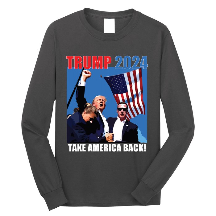 Donald Trump 2024 Take America Back American Flag Patriotic Long Sleeve Shirt