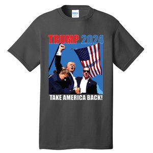 Donald Trump 2024 Take America Back American Flag Patriotic Tall T-Shirt