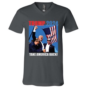 Donald Trump 2024 Take America Back American Flag Patriotic V-Neck T-Shirt