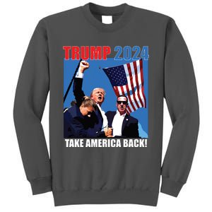 Donald Trump 2024 Take America Back American Flag Patriotic Tall Sweatshirt